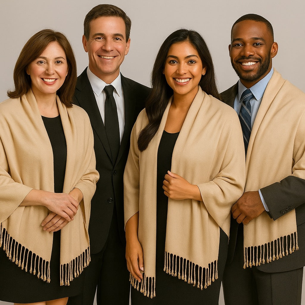 Pashmina Shawl Scarf  Tan 100% Fine Wool Mix   28" x 78" 12 PACK 2114