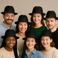 Black Fedora Hats Gangster Pop Star Cotton WS1311D Adult Size