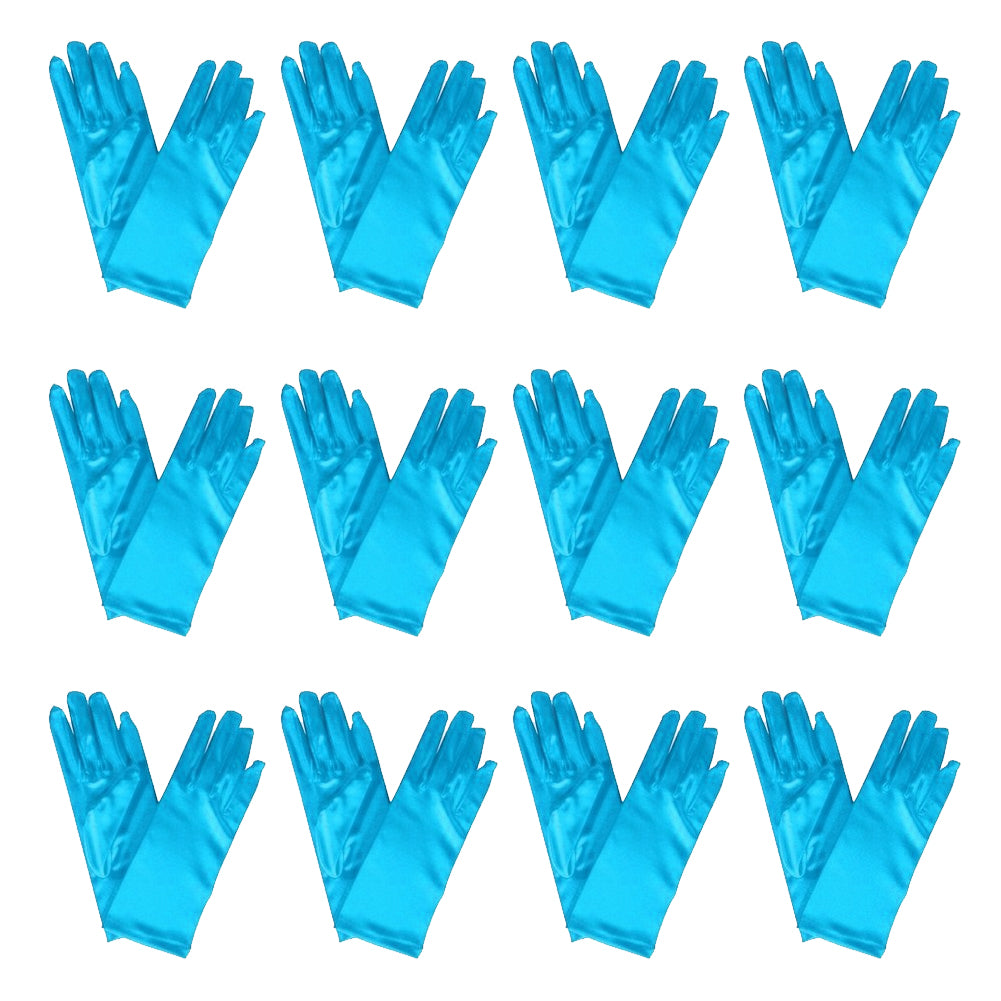 Turquoise Short Dress Gloves Satin 9" 12 PACK 1204D