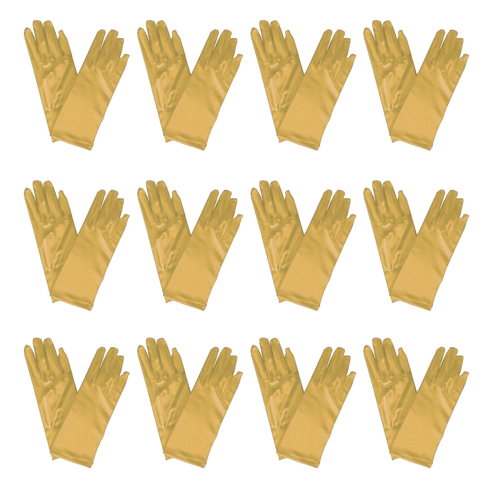 Gold Short Dress Gloves Satin 9" 12 PACK 1205D