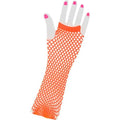 12 PACK 80's Long Fishnet Gloves - Neon Orange 1231