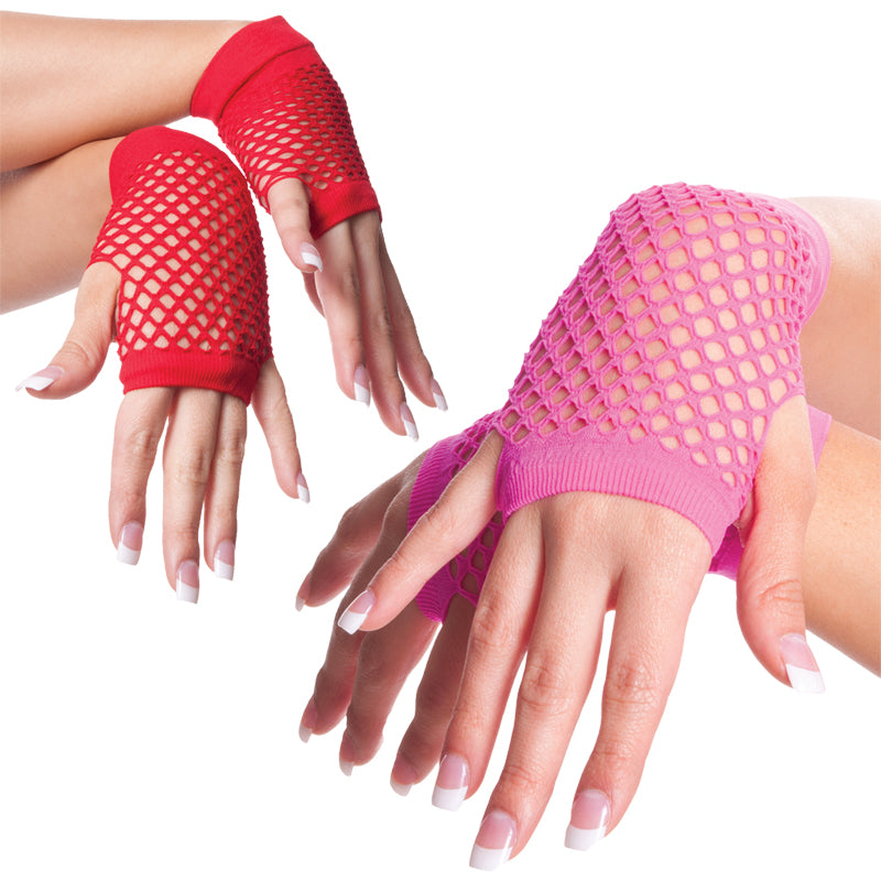 Fishnet Gloves Short Mix Colors 12 PACK 1235a