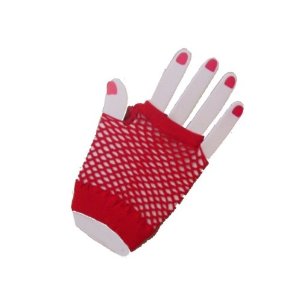 Red 80's Short Fishnet Gloves 12 PACK - Red 1238