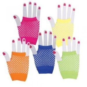 Fishnet Gloves Short Mix Colors 12 PACK 1235a