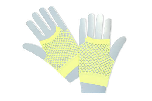 80's Short Fishnet Gloves -12 PACK Yellow 1241