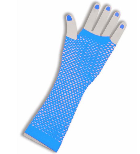 80's Long Fishnet Gloves - Turquoise 1244