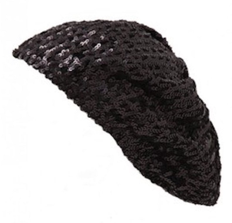 Black Sequined Sparkle Berets 1377