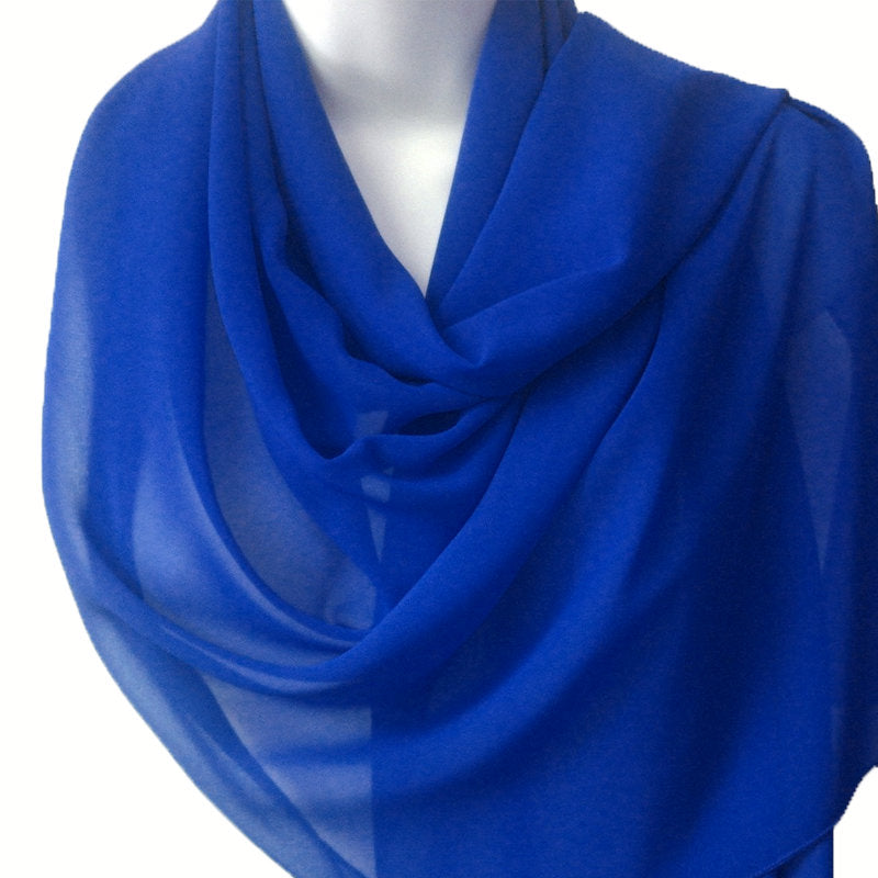 Royal Blue Long Sheer Chiffon Scarf 21" x 60"  2134D