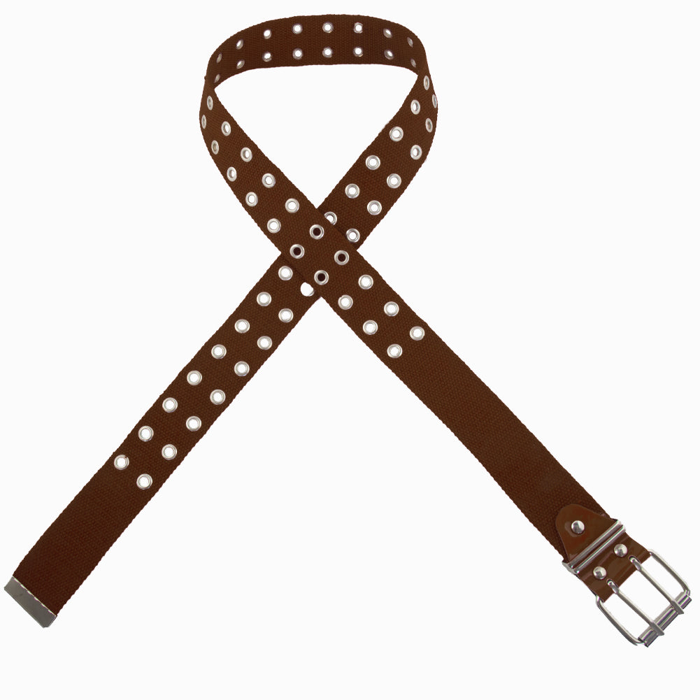 12 PACK Brown Canvas Two Hole Grommet Belts Mix Sizes 2260A