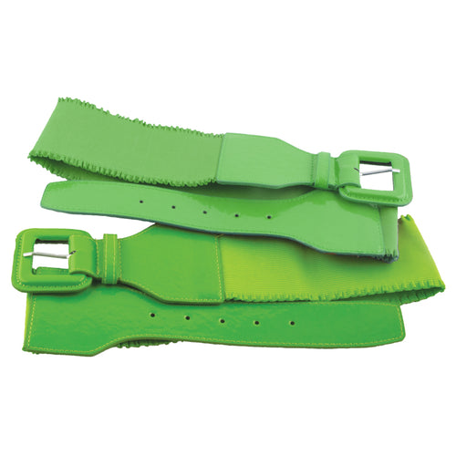 12 PACK Neon Green 80's Elastic Frill Belt WS2409D