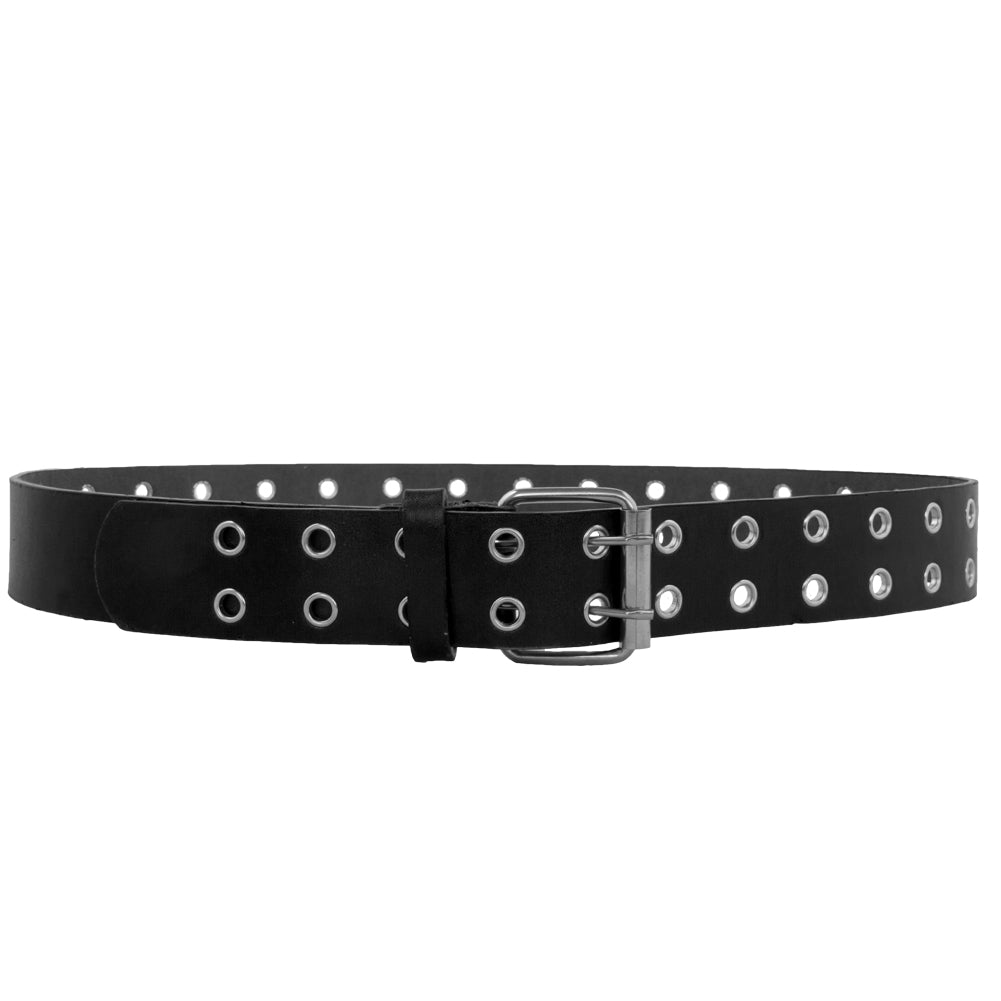 12 PACK Black Punk Two Rows Metal Holes Belts Mix Sizes 2428B