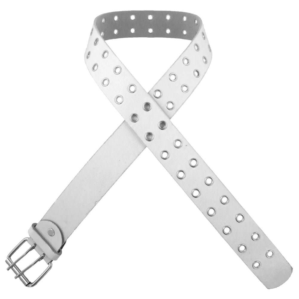 White Punk Two Rows Metal Holes Belt 2452-2455