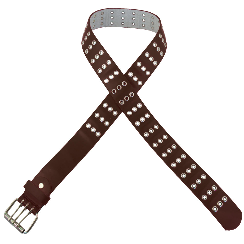 Brown Punk Three Rows Metal Holes Belt 2468-2471