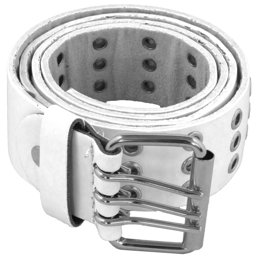 Punk Belts Three Rows Metal Holes White Mix Sizes 12 PACK 2476A