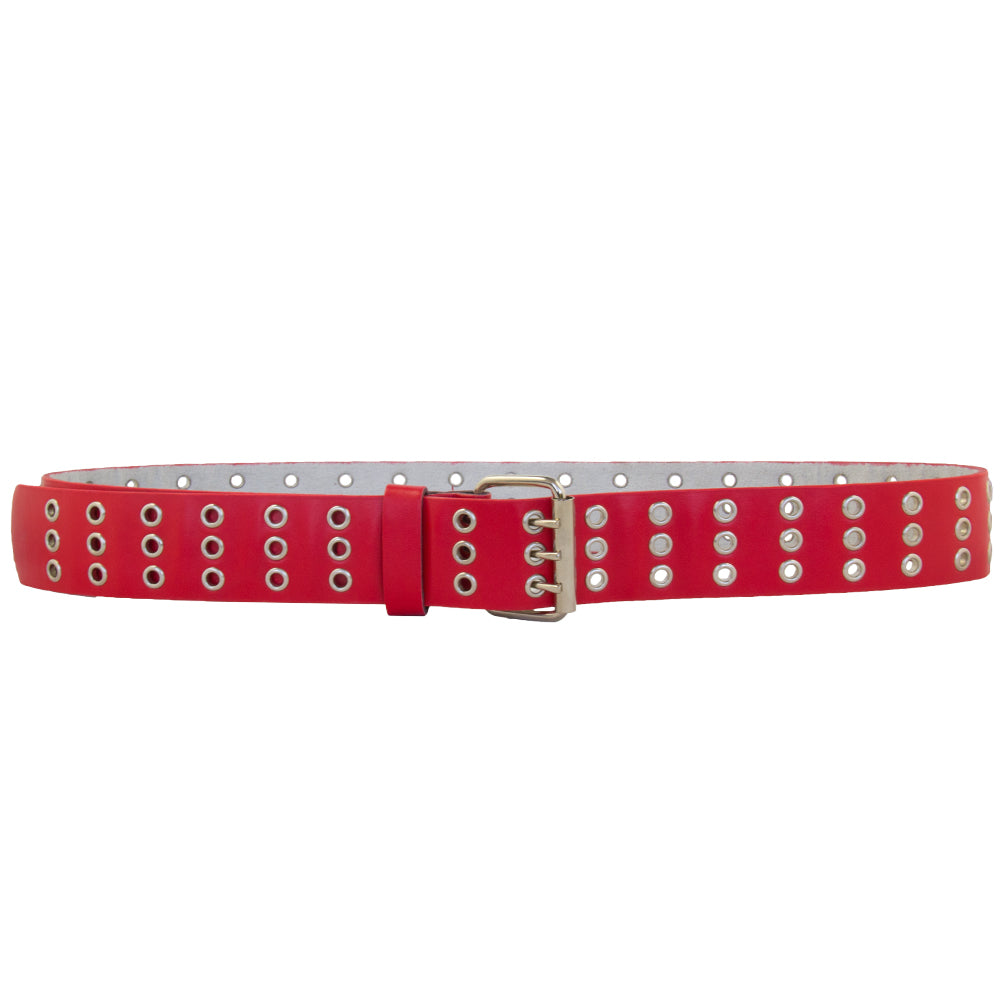 Red Punk Three Rows Metal Holes Belt 2480-2483