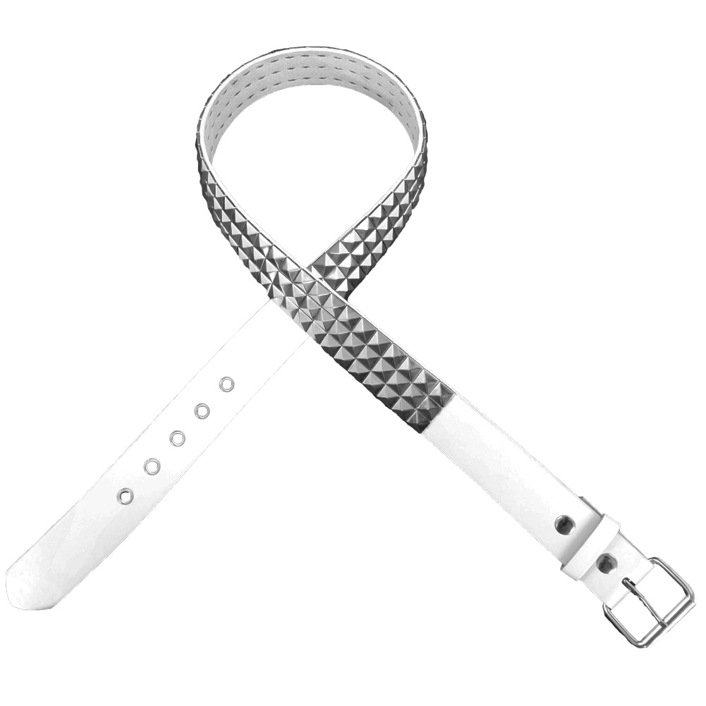 12 PACK Punk Belts Silver Studded White Mix Sizes 2508A