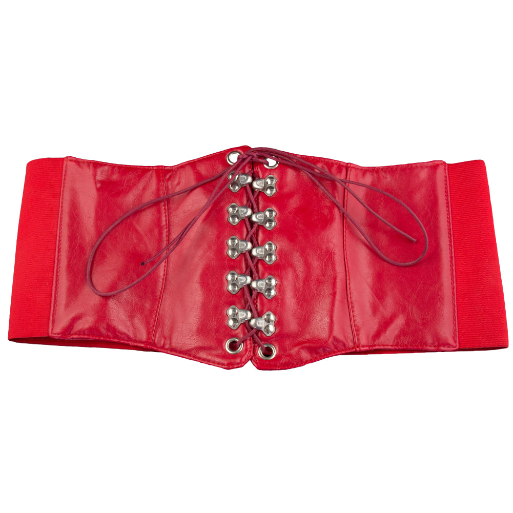 Ultra Wide Red Patent Leather Stretch Cinch Belt 2721