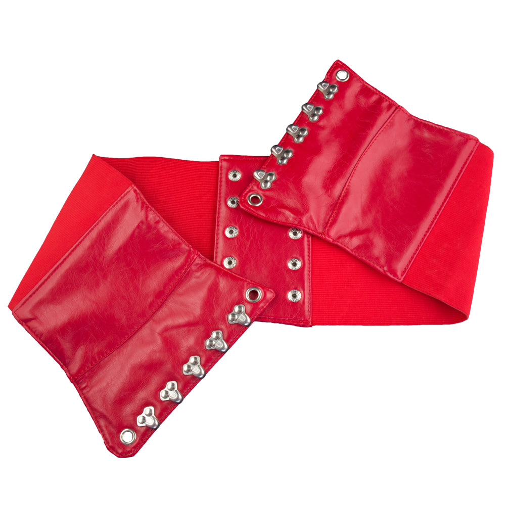 Ultra Wide Red Patent Leather Stretch Cinch Belt 2721