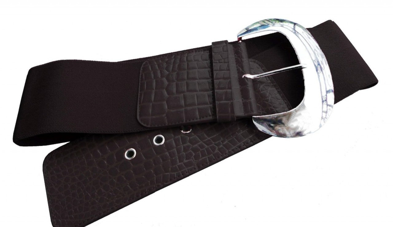 Elastic Stretch Belt Embossed Black 3" Wide Cinch Croco 2830