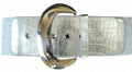 White 3" Wide Cinch Croco Embossed Elastic Stretch Belt 2834