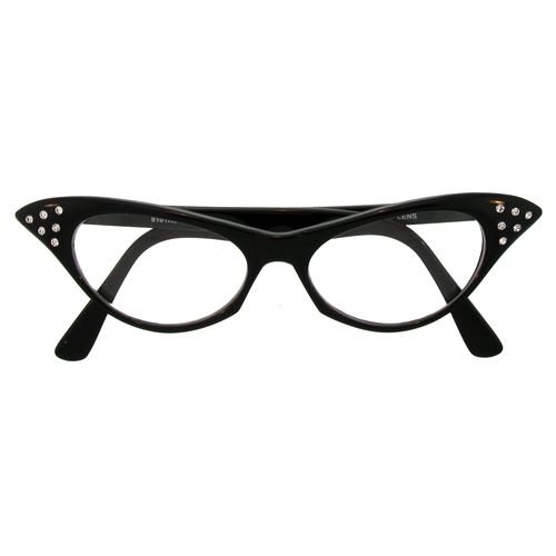 Black Rhinestone Cat Eye Glasses 1189