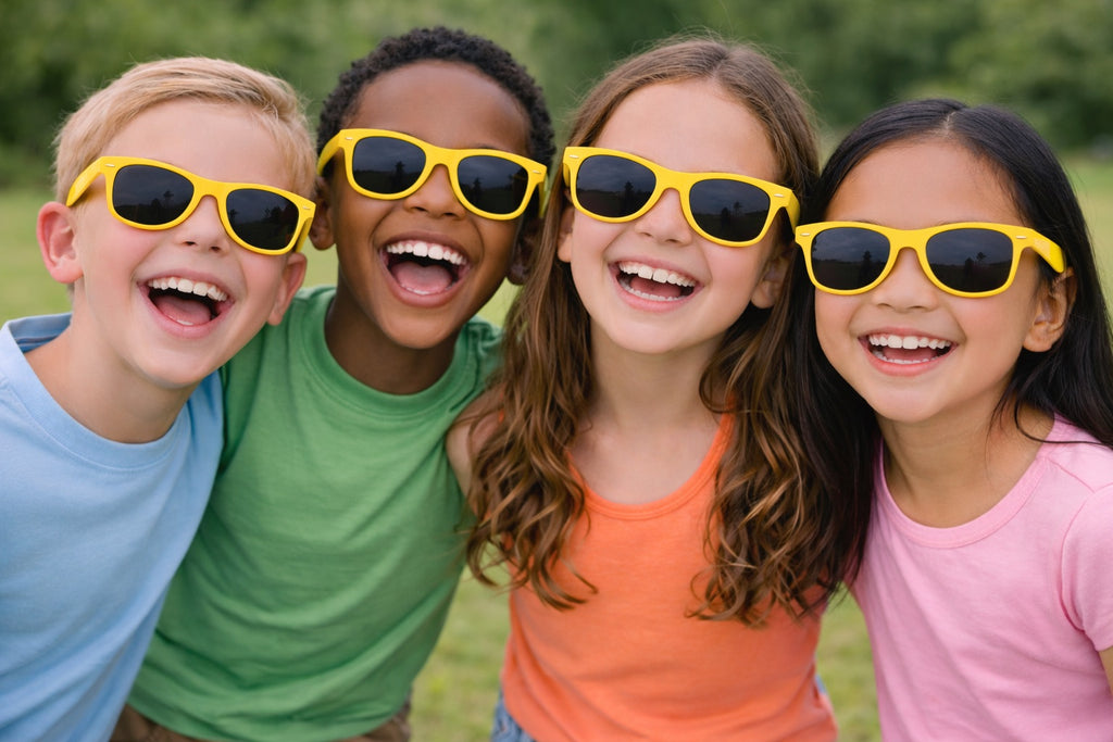 Kids Sunglasses Iconic 80's  | Yellow 100% UV 400  12 PACK 13001