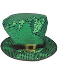 St Patricks Green Sequin Leprechaun Short Top Hat 5887
