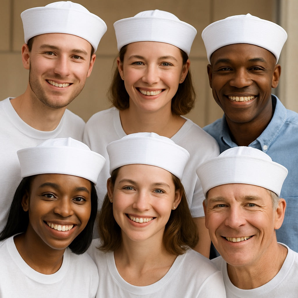 Sailor Hats Bulk | 12 PACK White adult Size 22.5" Standard Circumference for Adults 1345