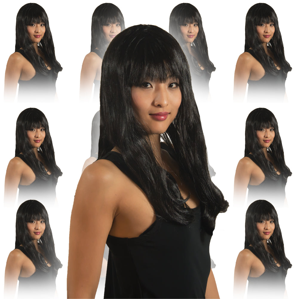 Black Diva Wig with Bangs 12 PACK  6026D