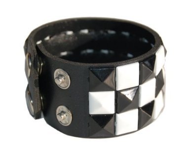 Studded Biker Wristband Black And White 6504