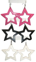 Black 80's Plastic Star Earrings 6536