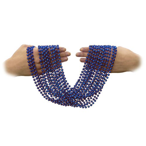 12 PACK 7mm Mardi Gras Bright Blue Party Beads 6542