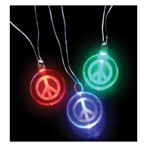 Light Up Peace Sign Necklace ( Mixed Colors) 6554