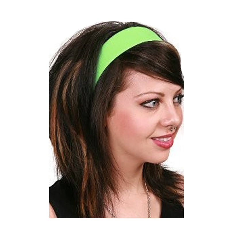 80's Neon Green Satin Headband 6669