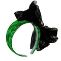 Green Lace Headband with Black Bow 12 PACK WS6673D