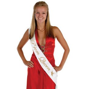 White Satin Prom Queen Sash | 60" 6851