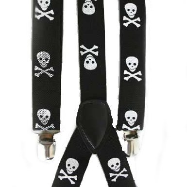 Skull and Crossbones Adjustable Suspenders 6869