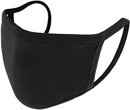 Cotton Face Masks | Adult or Child Size Black Black Double Ply Soft Cotton 12 PACK 70001FMB