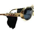 Rockstar Gold Frame/Black Lens Sunglasses with Sideburns 12 PACK 7299