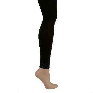 Black Footless Tights with Lace Bottom 8014