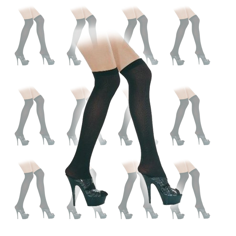 Black Sheer Thigh High Stockings 12 PACK 8021D