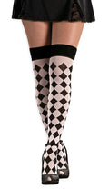 Harlequin White and Black Thigh Highs 8147