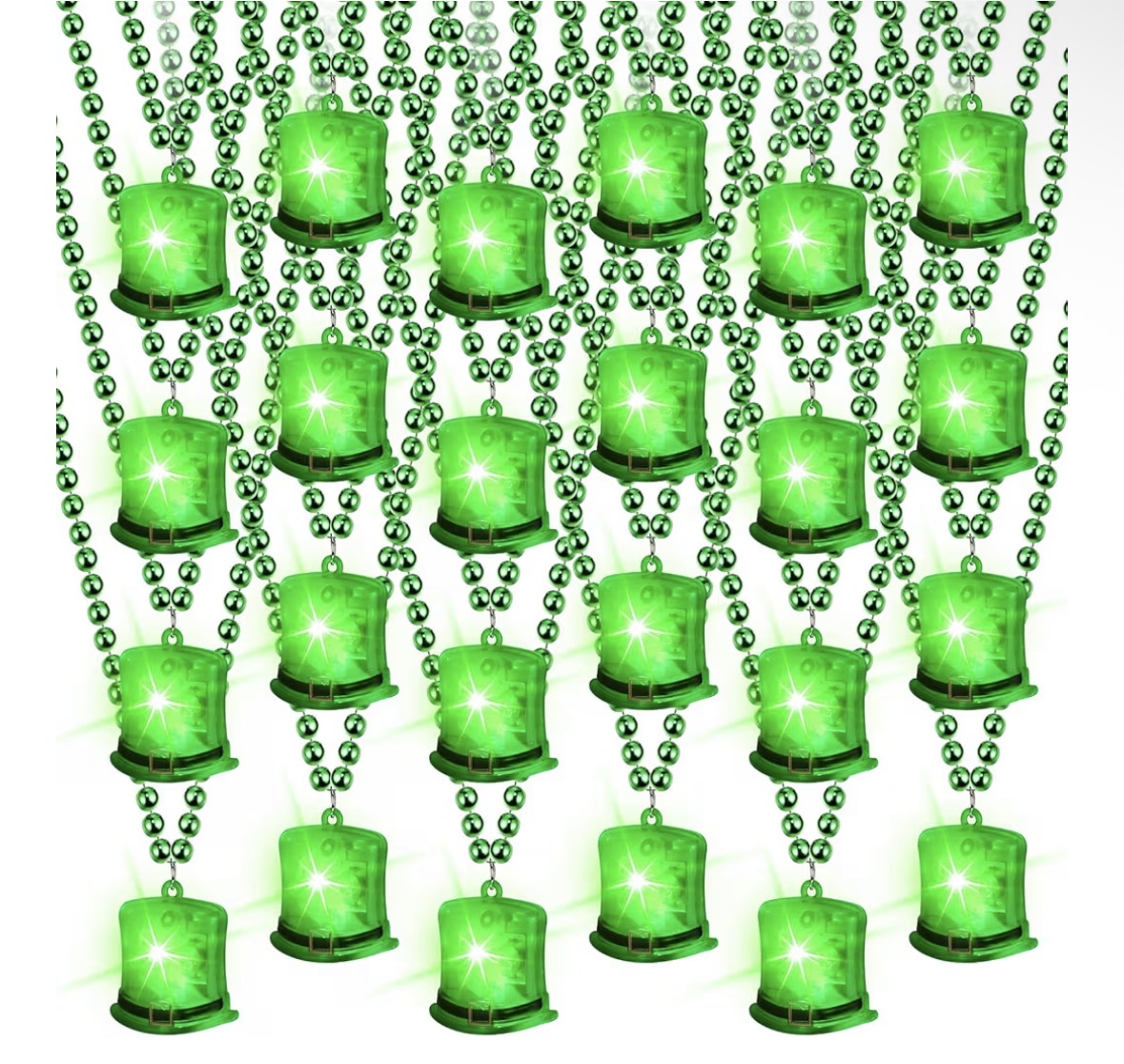 St Patricks Day Beads LED Shamrock Beads Necklace 6560