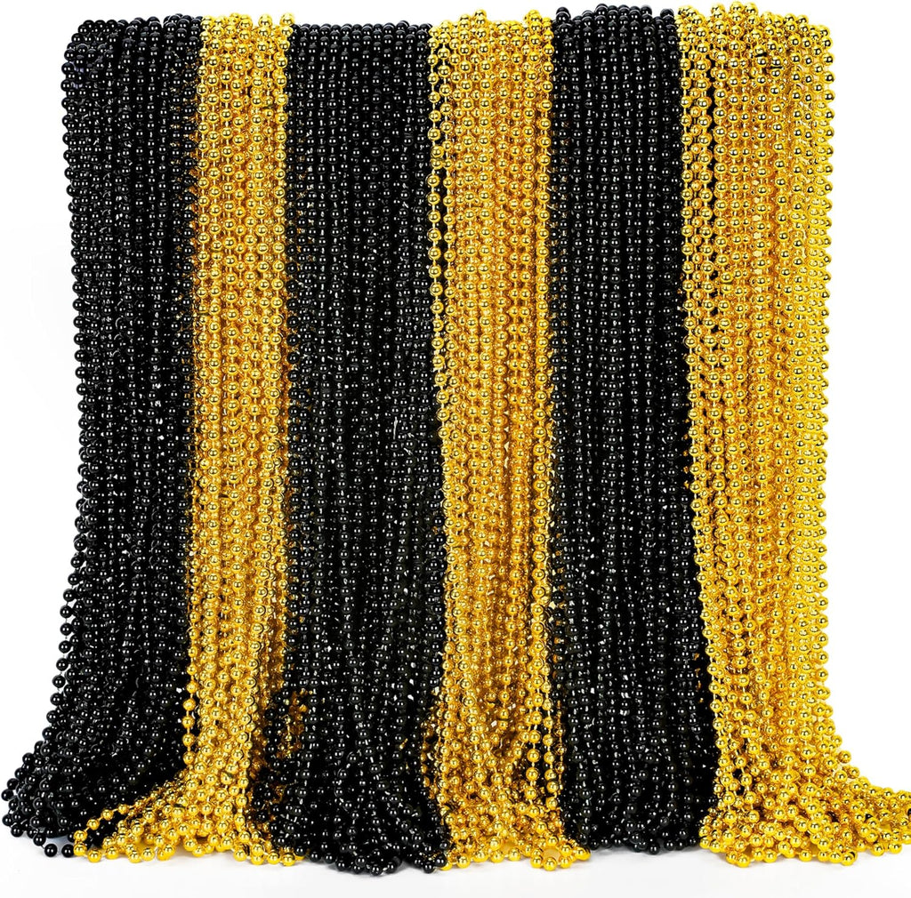 100 PCS New Years Beads  Black & GOLD Assortment Bulk 6699A
