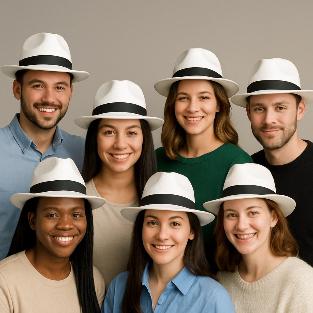 White Gangster Fedoras | Gangster White Hats Bulk | WS1316D Adult Size