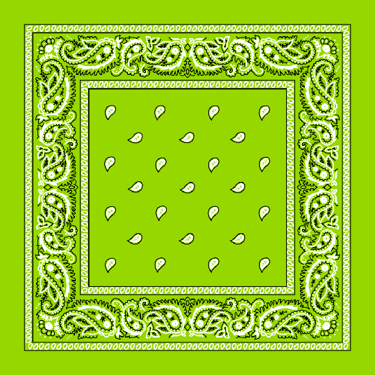 Lime Green Paisley Bandanna 22" Square Standard 100% Cotton 12 PACK 1928DZ