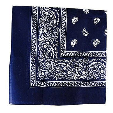 Navy Blue Bandana 22" Square Standard 100% Cotton Paisley Design 12 PACK 1915D