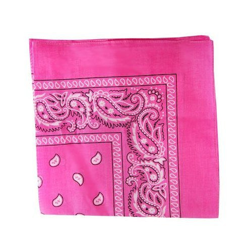 Hot Pink Paisley Bandanna 22" Square Standard 100% Cotton  12 PACK 1917DZ