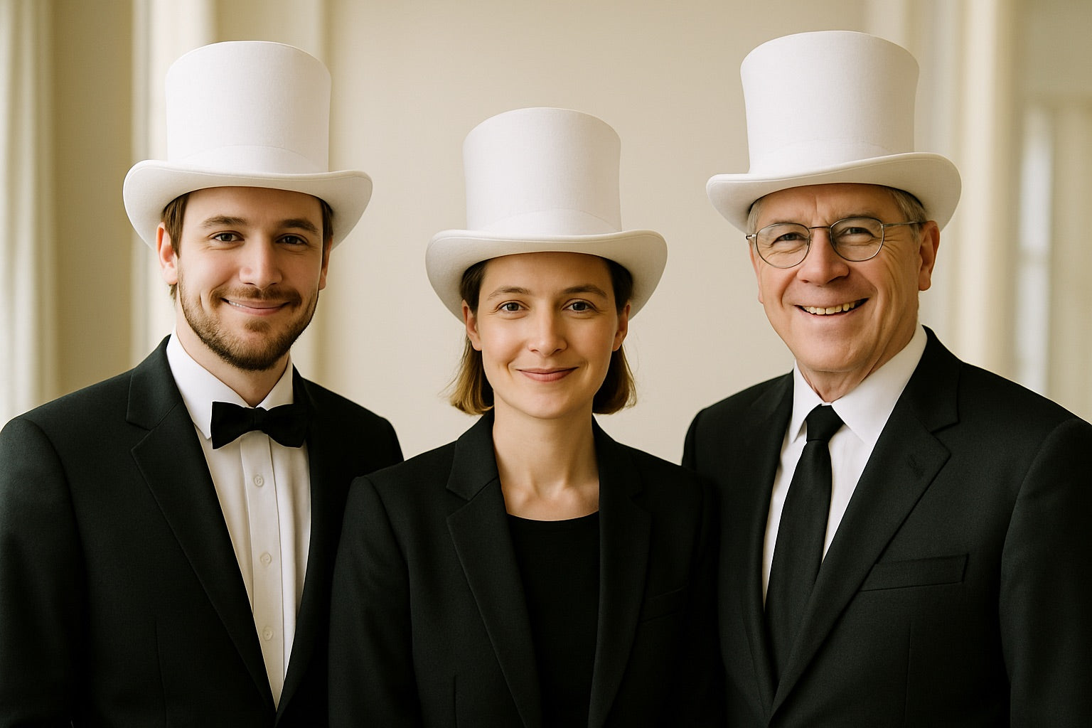Satin Top Hat White Deluxe 1537