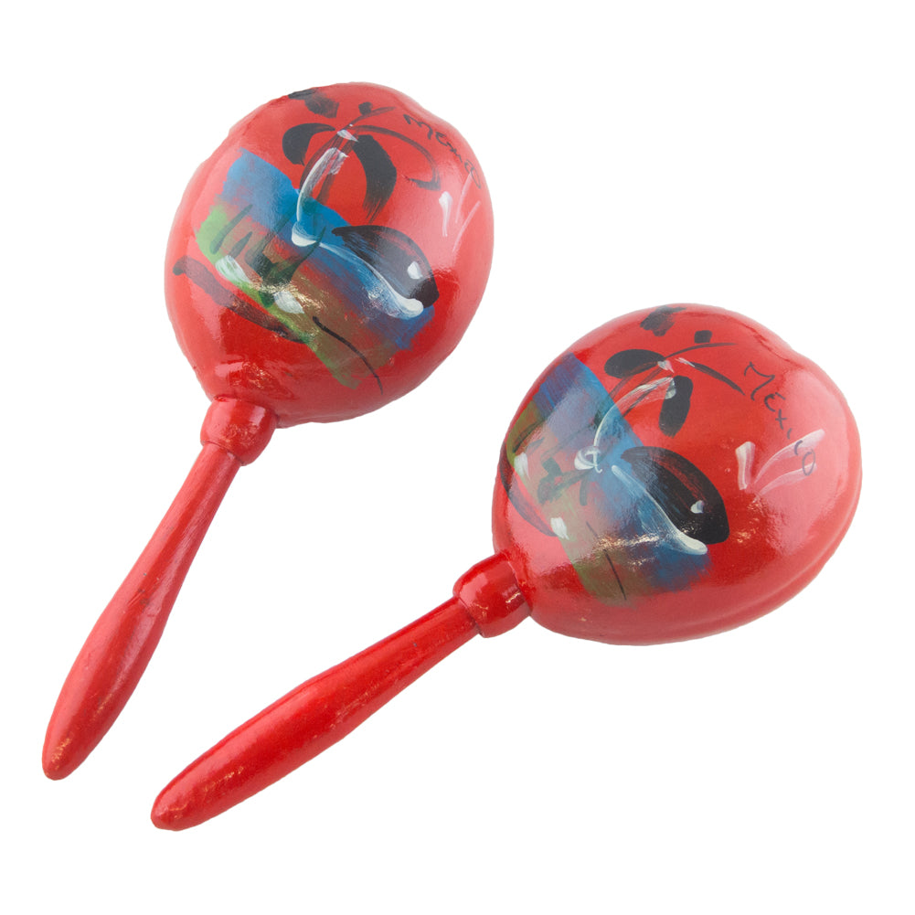 Large Wood Maracas, Real Wood, Fiesta Maracas, Red 9298